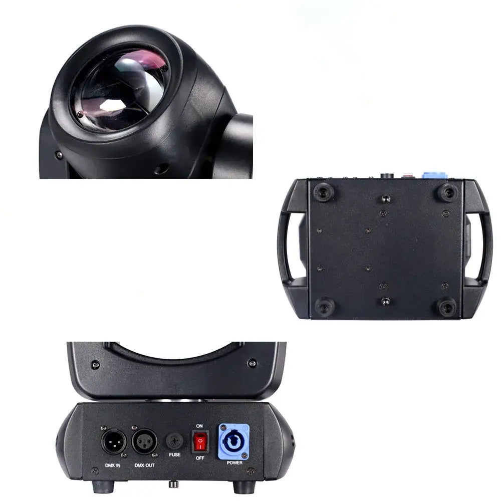 Matte black decorbites 120w moving head light stage spotlight back with glossy lens and control panel ports for living room