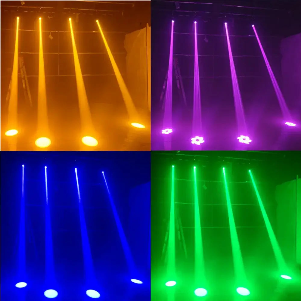 Matte black 150w mini led moving head stage light emitting vibrant yellow purple blue and green beams for party room