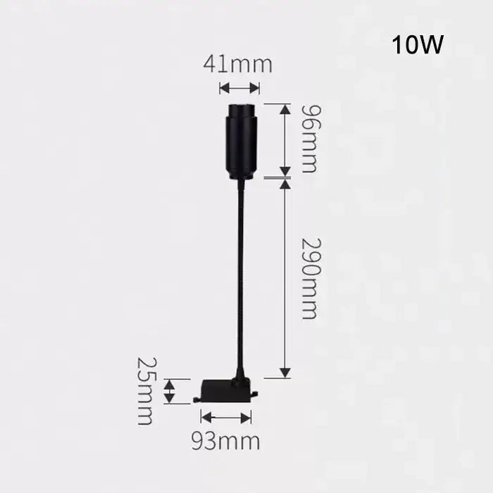 Matte black decorbites adjustable beam track light with 10w led spotlight flexible gooseneck and mounting base