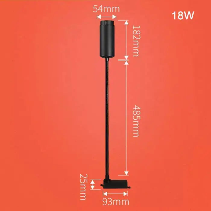 Matte black adjustable beam track light with cylindrical head and flexible gooseneck for store task lighting by decorbites