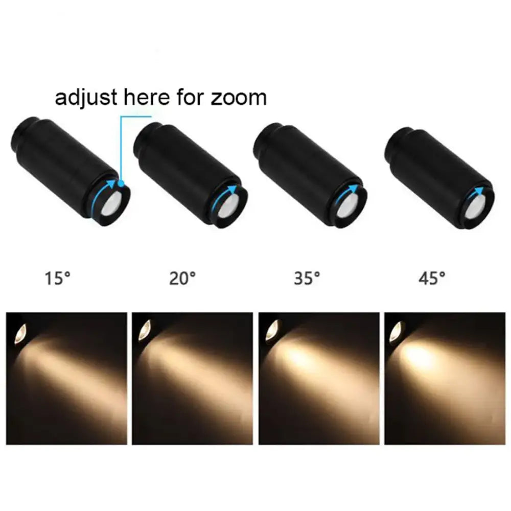 Matte black track light with adjustable beam from 15° to 45° emitting warm white light for store task lighting decorbites adjustable beam
