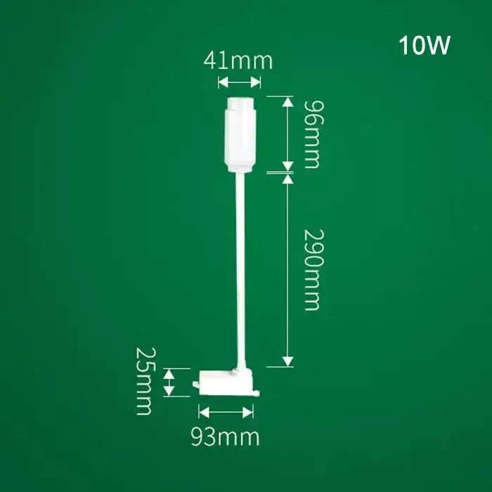 White 10w led track light with sleek cylindrical head and slender stem for decorbites adjustable beam task lighting
