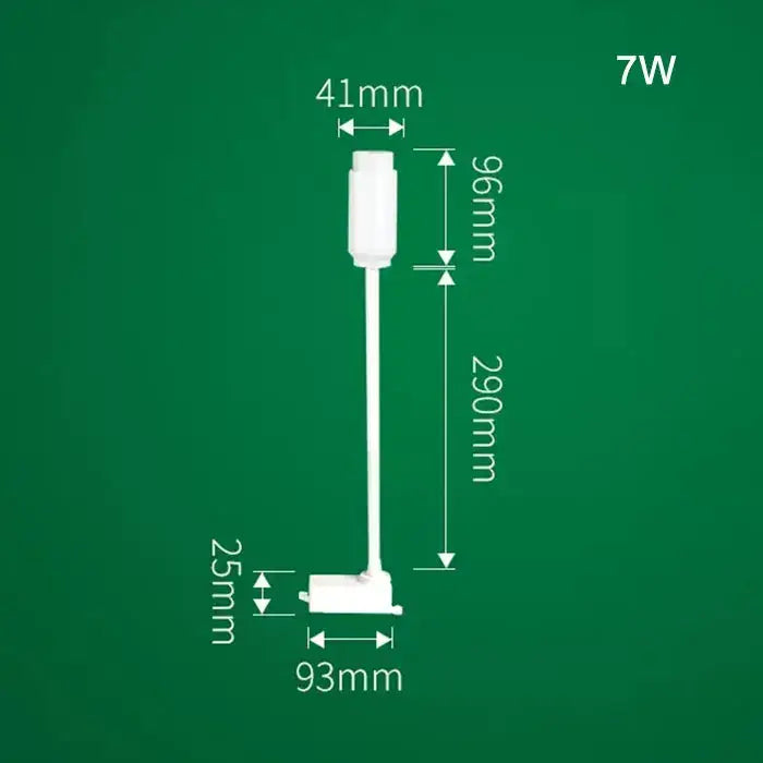 White 7w led recessed light with sleek cylindrical head and slender stem for decorbites adjustable beam track light