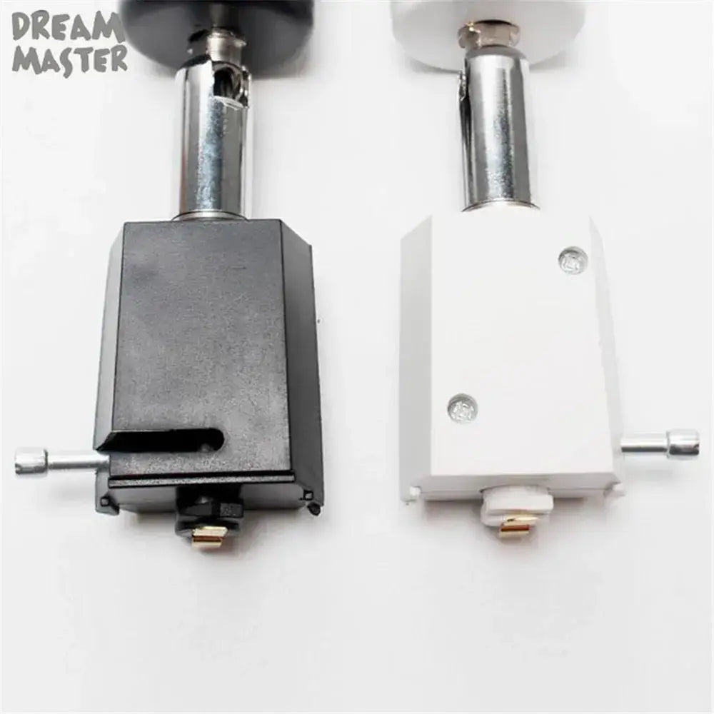 Matte black adjustable led track spotlight with black and white rectangular fixtures and metallic adjustment knobs by decorbites