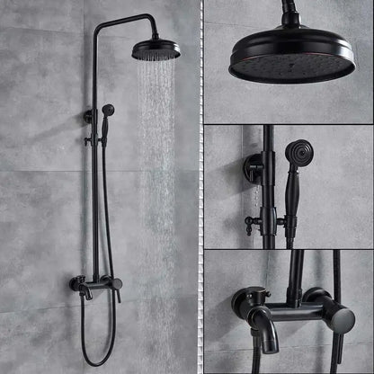 Matte black bathroom shower faucet with rainhead and handheld spray in black matte finish for decorbites black bathroom