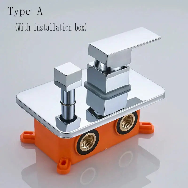 Chrome finished modern rectangular shower faucet assembly with sleek square handle on orange base for decorbites black bathroom faucet