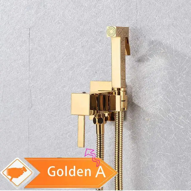 Matte black bidet faucet with handheld sprayer and gold-finished modern shower faucet set from decorbites black bidet
