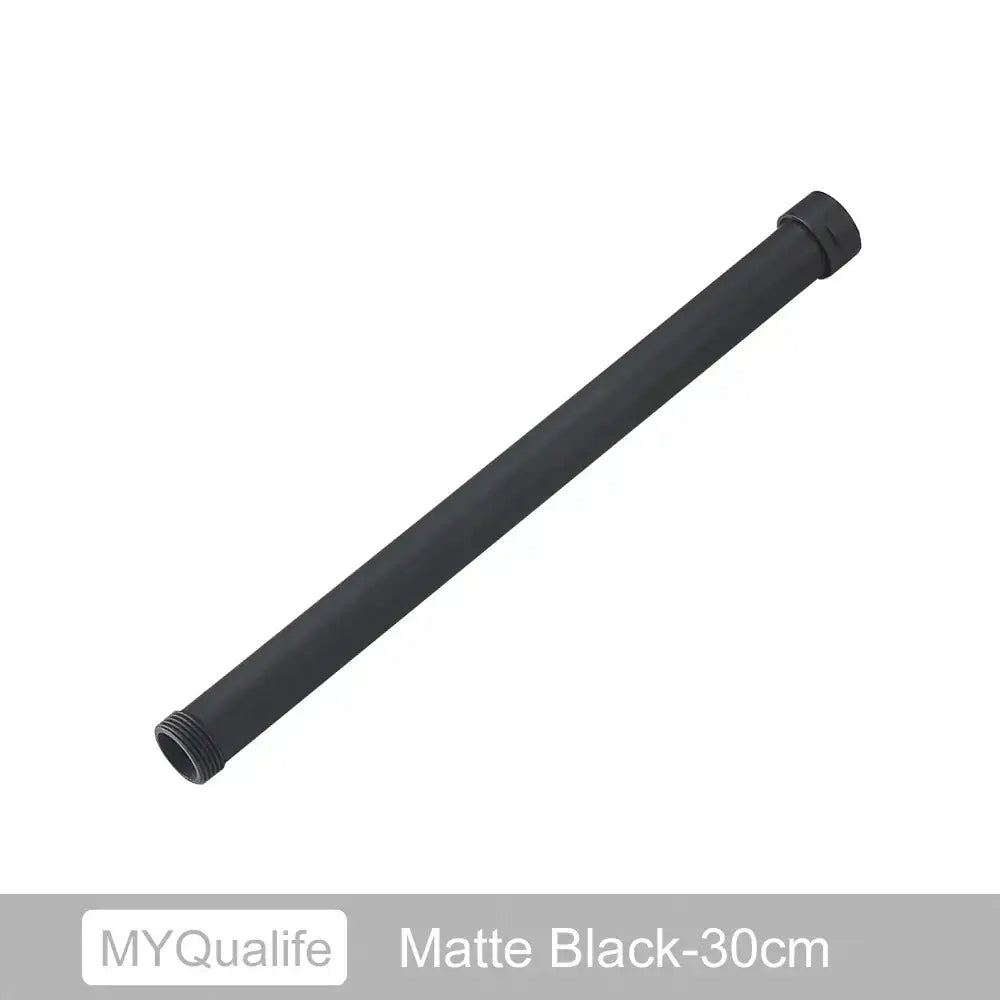 Matte black brass black bathroom extension tube 30cm with threaded ends for heightening decorbites faucet