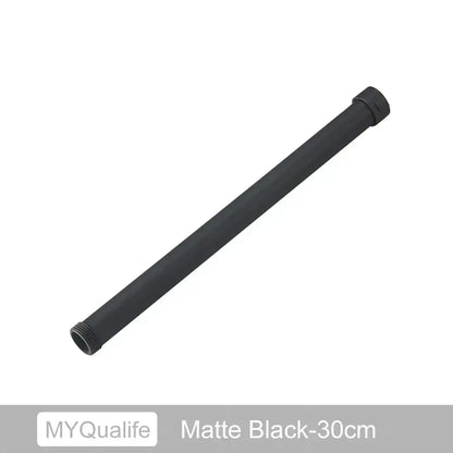 Matte black brass black bathroom extension tube 30cm with threaded ends for heightening decorbites faucet