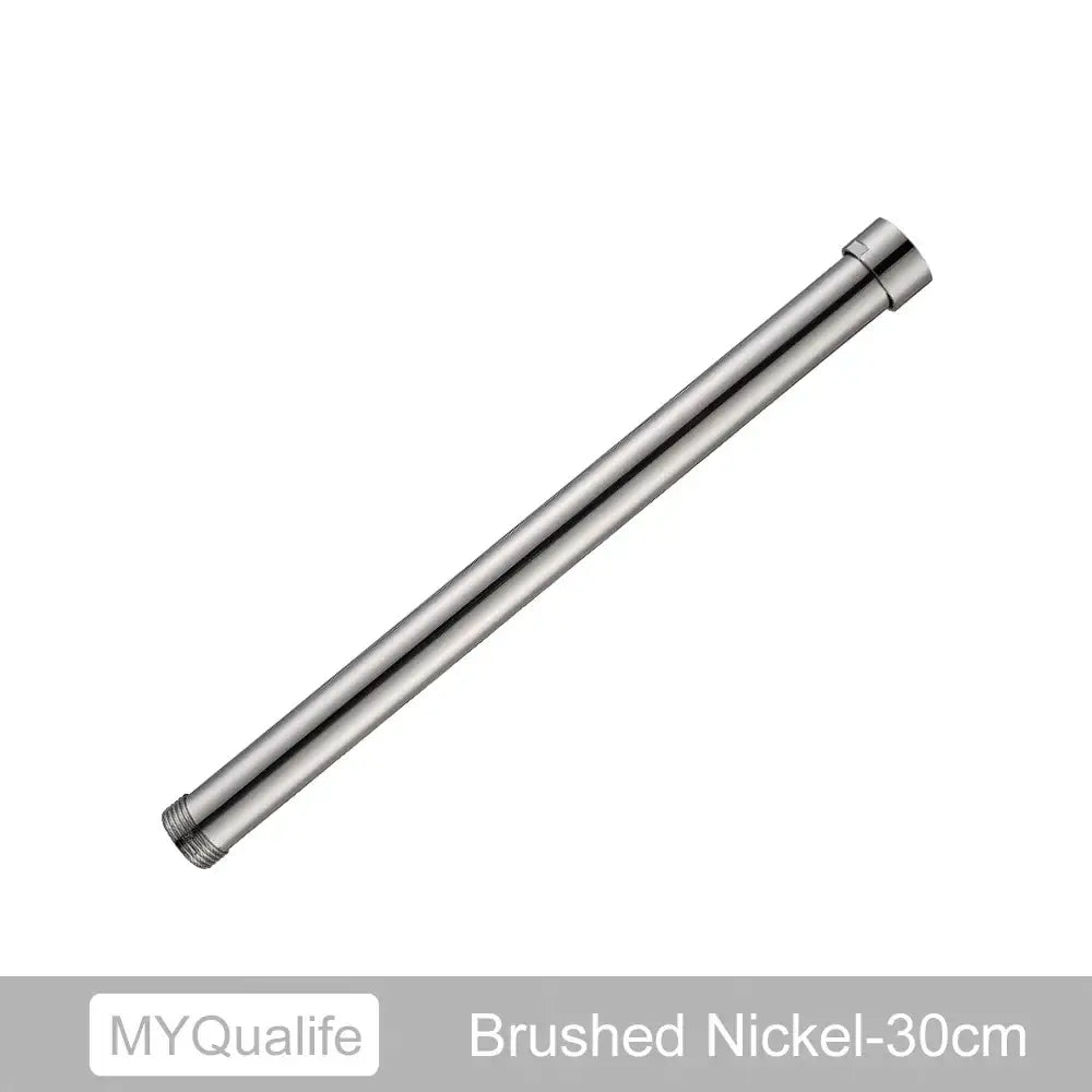 Matte black brass bathroom faucet extension tube with 30cm brushed nickel shower arm for secure decorbites brass black setup
