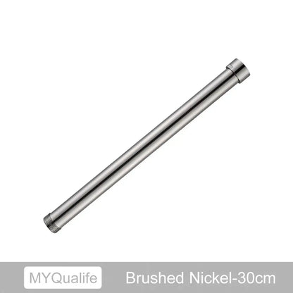 Matte black brass bathroom faucet extension tube with 30cm brushed nickel shower arm for secure decorbites brass black setup