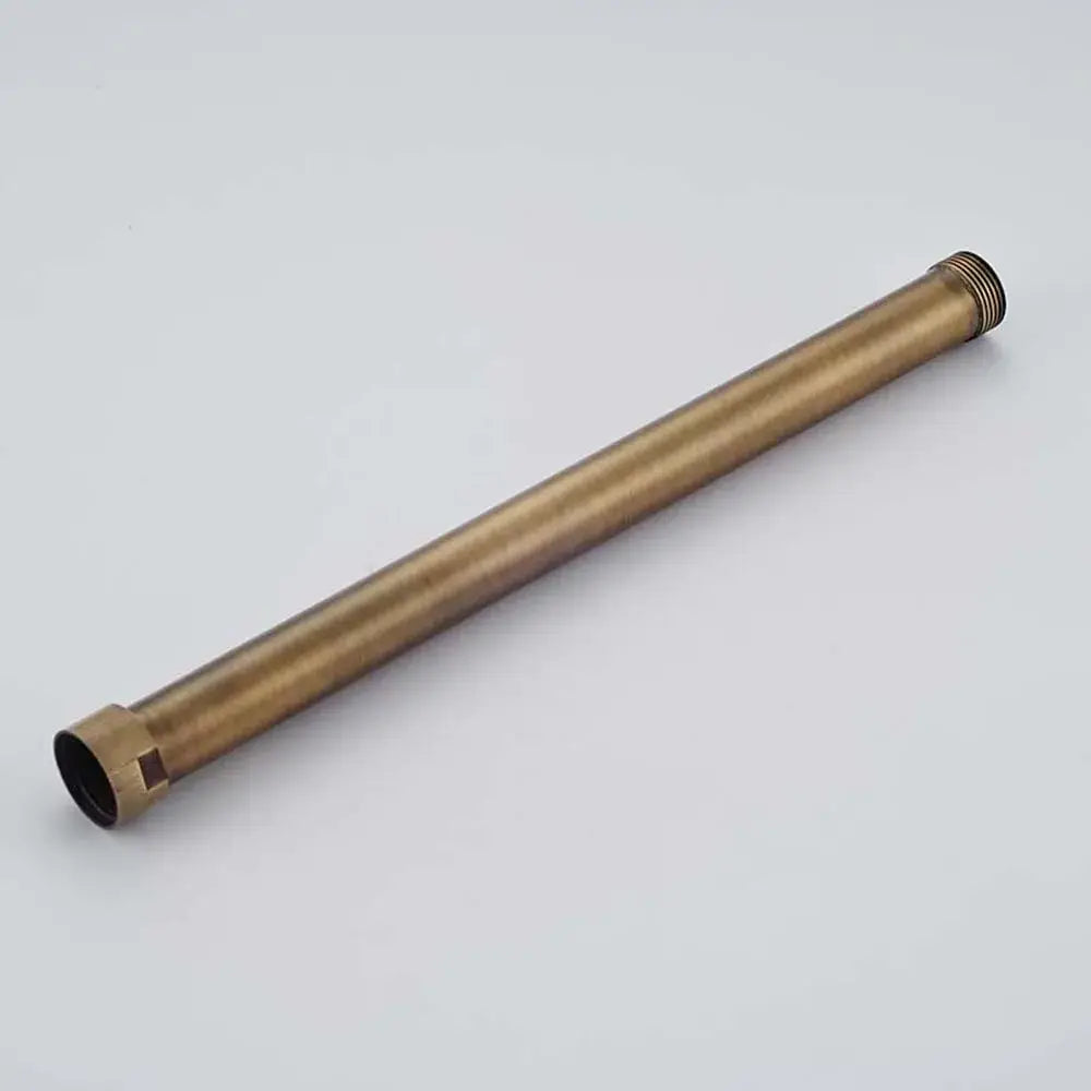 Matte black brass black bathroom faucet extension tube in antique brass finish with threaded ends for heightening decorbites