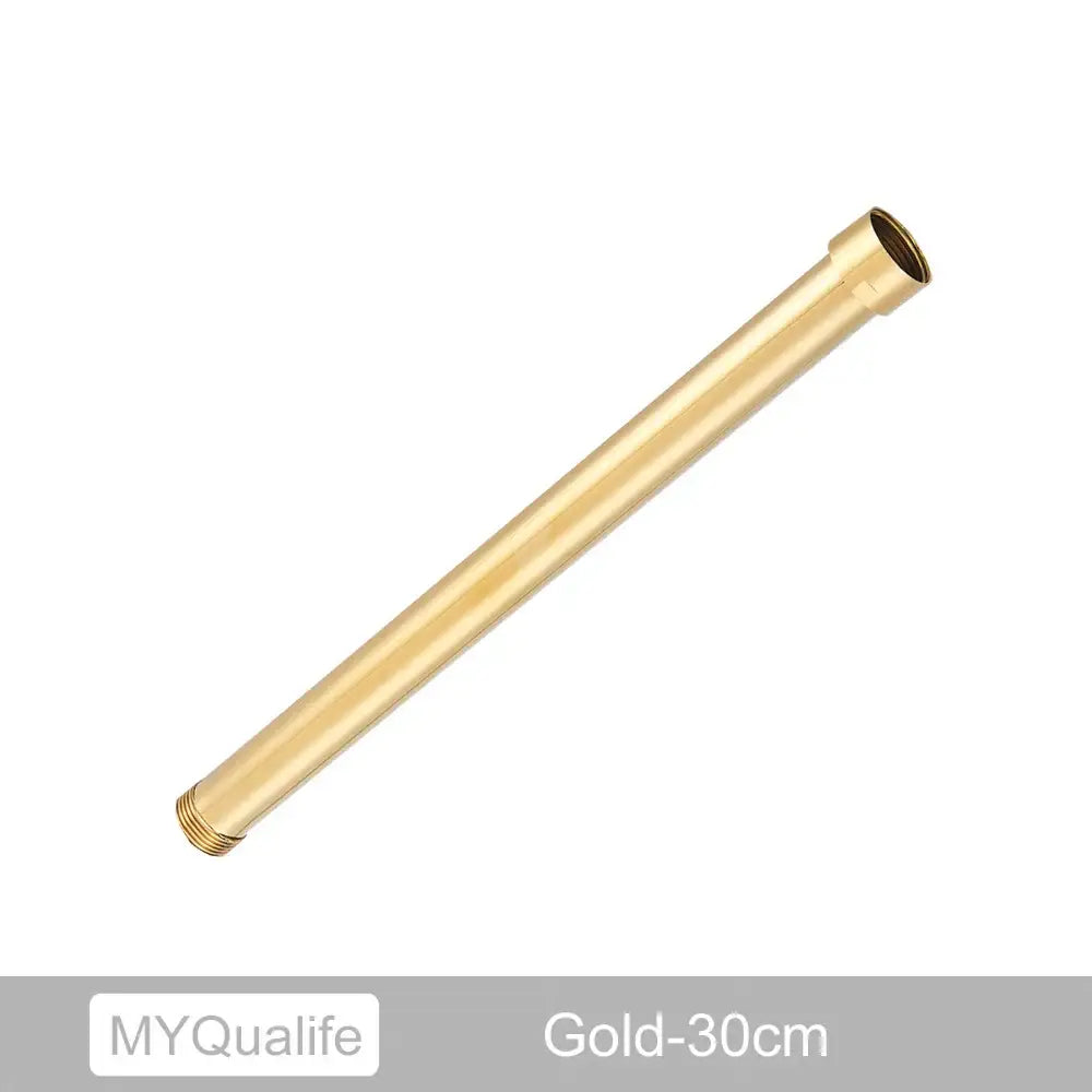 Matte black brass bathroom faucet extension tube 30cm long made of gold-colored brass with threaded ends decorbites brass black