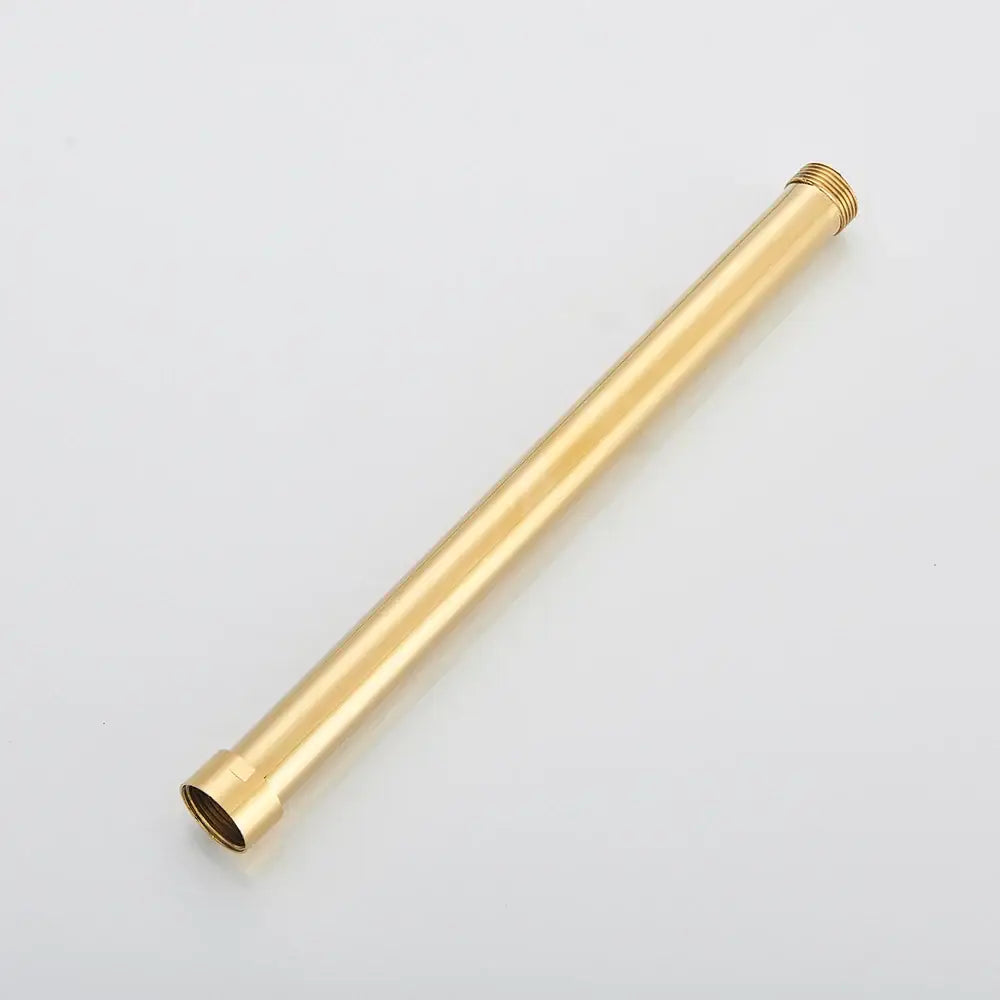 Matte black brass bathroom extension tube with gold-colored brass pipe and threaded ends for heightening decorbites brass black