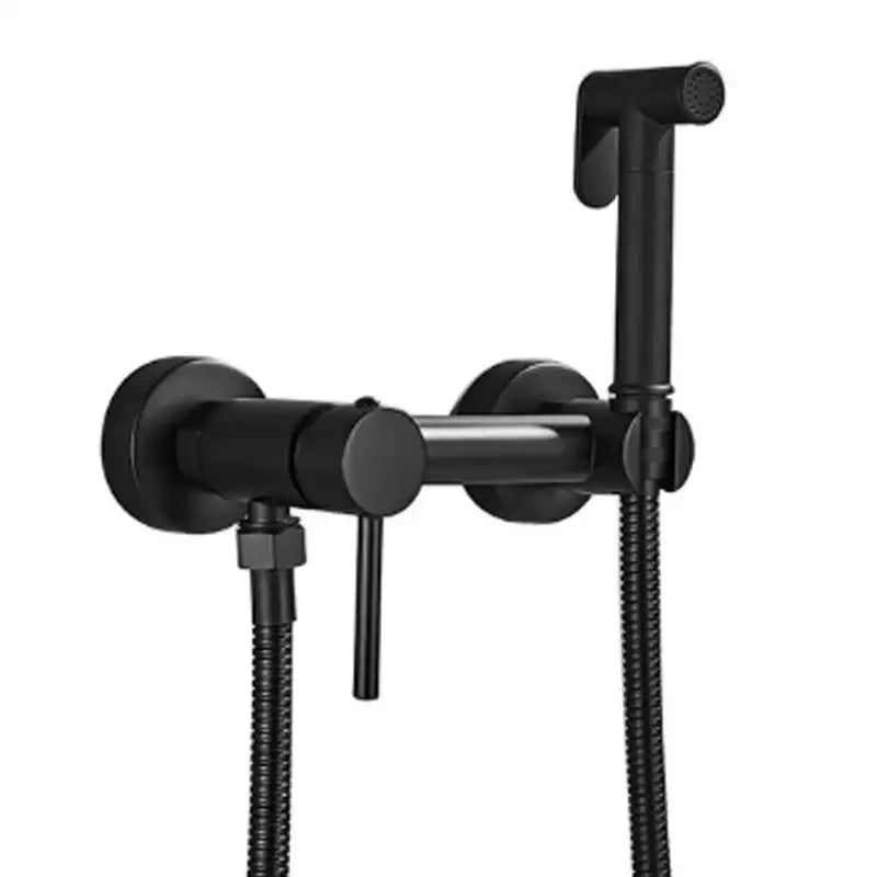 Matte black brass bidet sprayer and wall-mounted shower combo with sleek modern design for stylish bathroom decorbites brass bidet