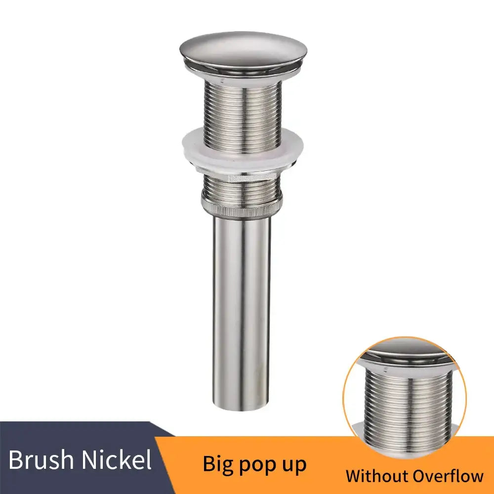 Matte black brass pop up drain with threaded pop-up mechanism and no overflow for black vessel sink decorbites brass black