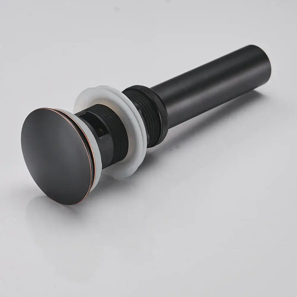 Matte black brass vessel sink pop up drain with overflow featuring black matte finish brass black decorbites design