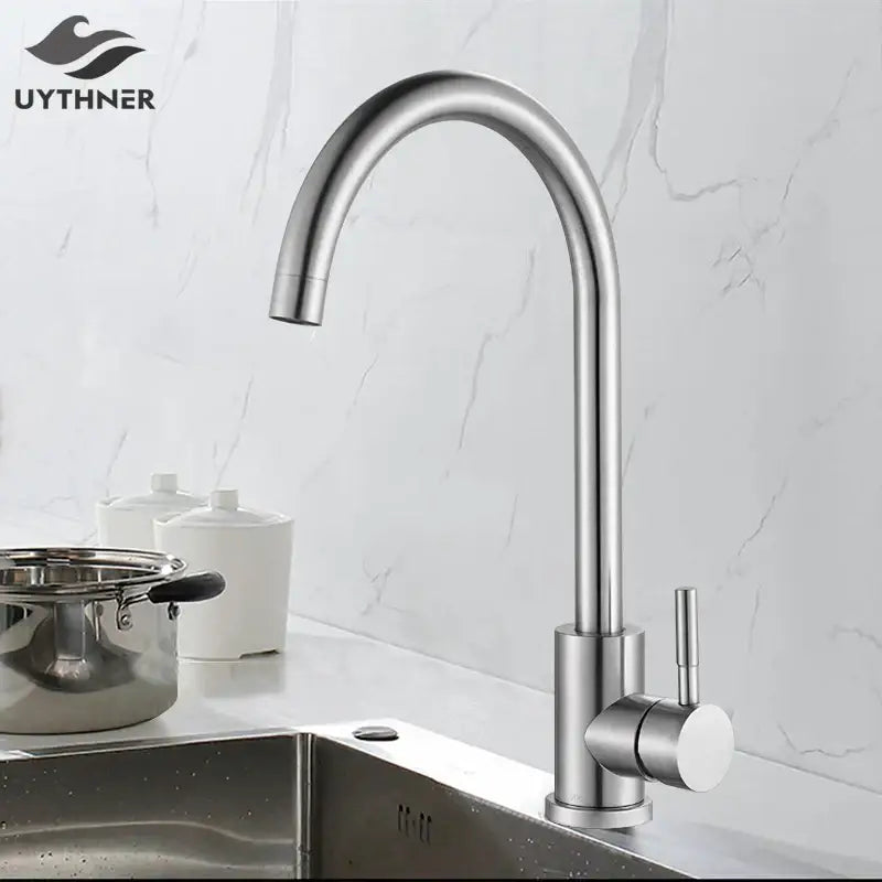 Matte black and brushed nickel kitchen faucet with curved spout featuring a stainless steel uythner design for decorbites kitchen faucet
