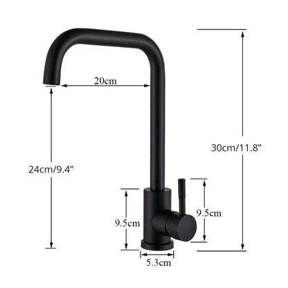 Matte black decorbites kitchen faucet with curved spout and single handle in brushed nickel finish for modern kitchen faucet designs