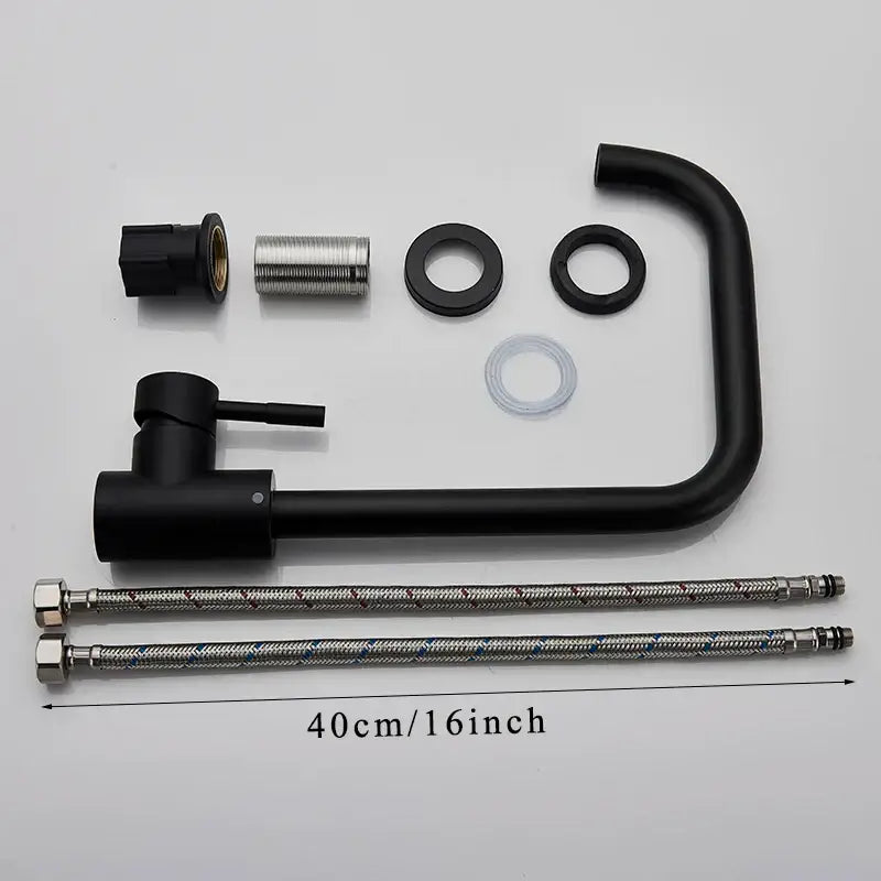 Matte black and brushed nickel decorbites kitchen faucet with curved spout and braided metal hoses for modern kitchen faucet decorbites kitchen