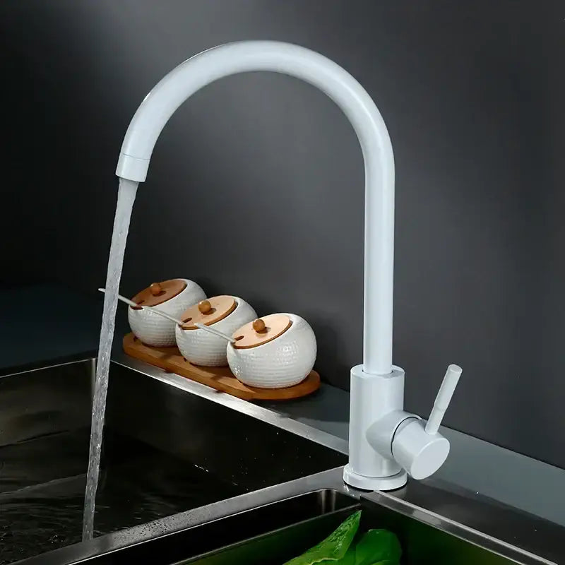 White arched decorbites kitchen faucet with single handle in matte black and brushed nickel for modern kitchen decorbites kitchen