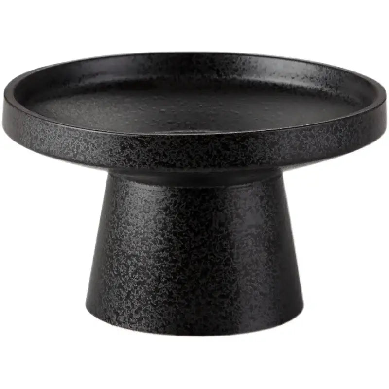 Matte black ceramic vase sword mountain set features a black speckled ceramic cake stand for elegant living room decorbites ceramic vase display