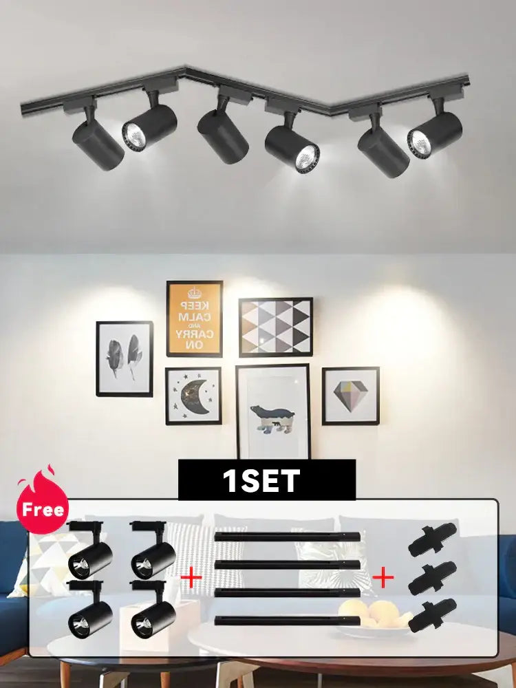 Matte black cob chandelier track ceiling spotlights with adjustable black matte finish for modern living room decorbites cob chandelier