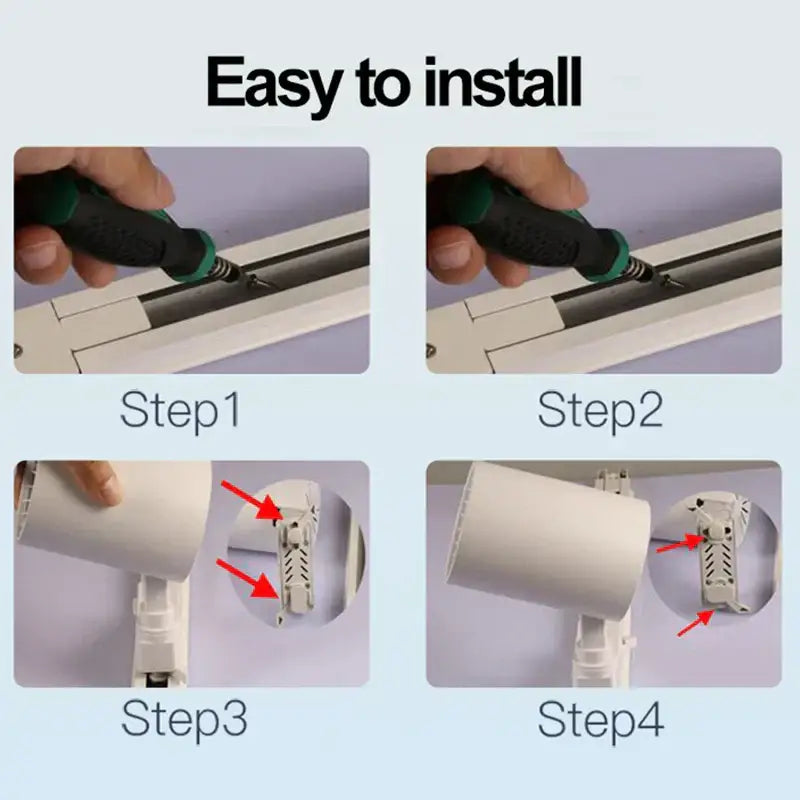 White plastic wall-mounted hair dryer bracket with integrated hardware complementing decorbites cob chandelier track ceiling lighting