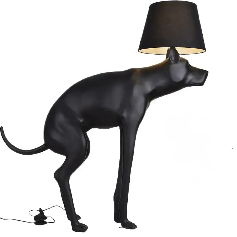 Matte black dog floor lamp with glossy finish and matte black conical shade perfect for living room decorbites big dog led