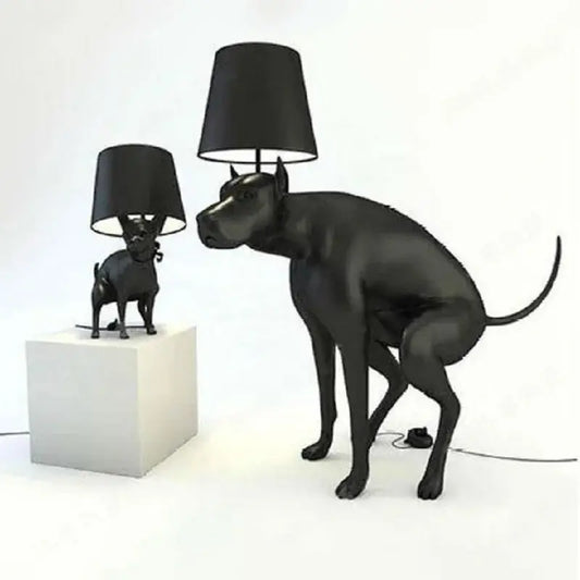 Matte black dog led floor lamp with a cylindrical shade and matte finish perfect for living room decorbites big dog style