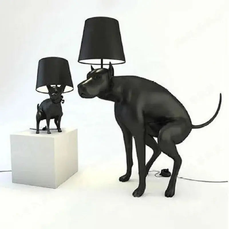 Matte black dog led floor lamp with a cylindrical shade and matte finish perfect for living room decorbites big dog style