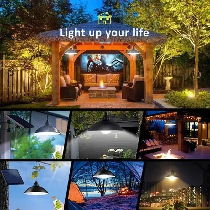 Matte black double head solar pendant light with sleek modern design for outdoor patio decor solar pendant light