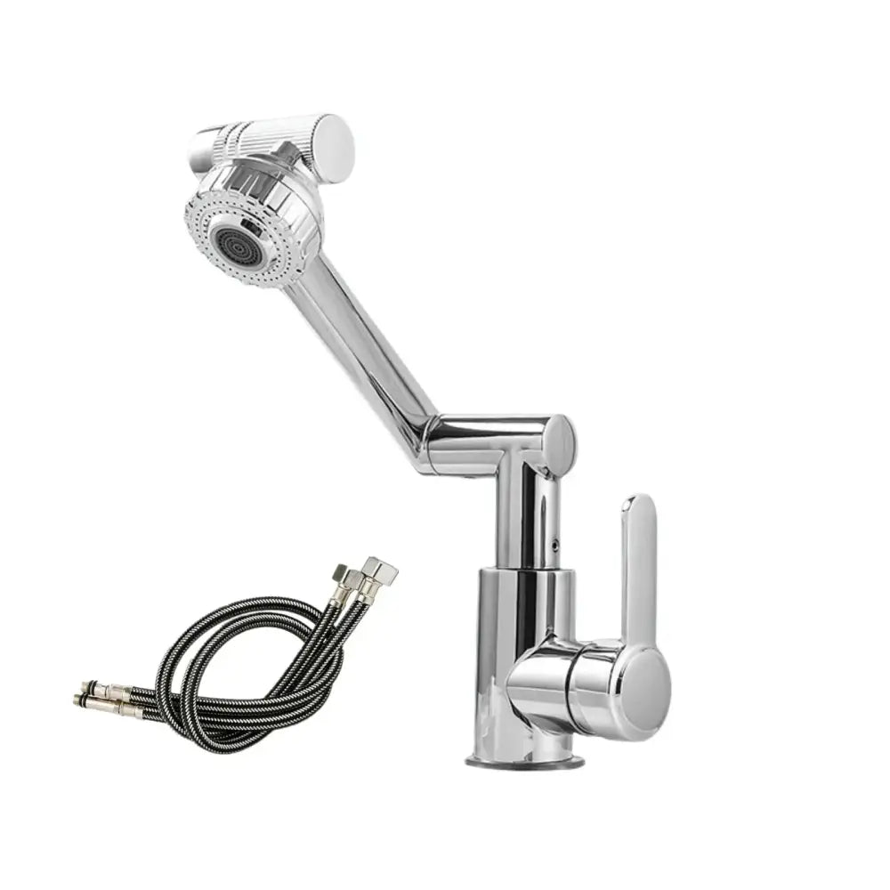 Matte black dual function swivel faucet with chrome finish detachable spray head and flexible braided hose for kitchen use