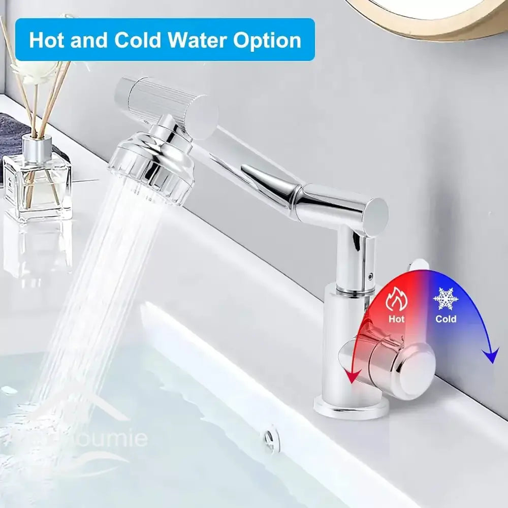 Matte black dual function swivel faucet with chrome finish and integrated showerhead attachment for bathroom use