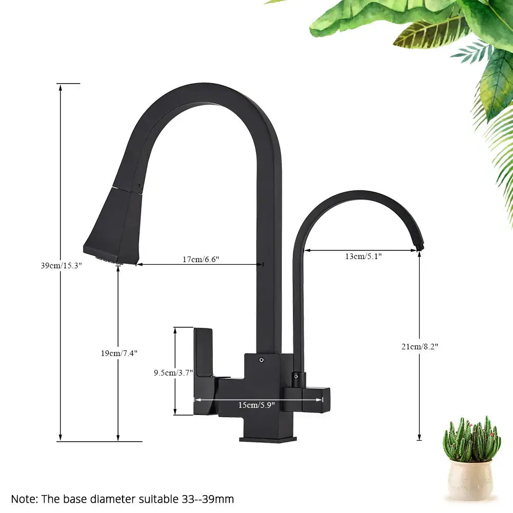 Matte black dual handle kitchen faucet with pull down spray head and sleek modern design decorbites dual handle