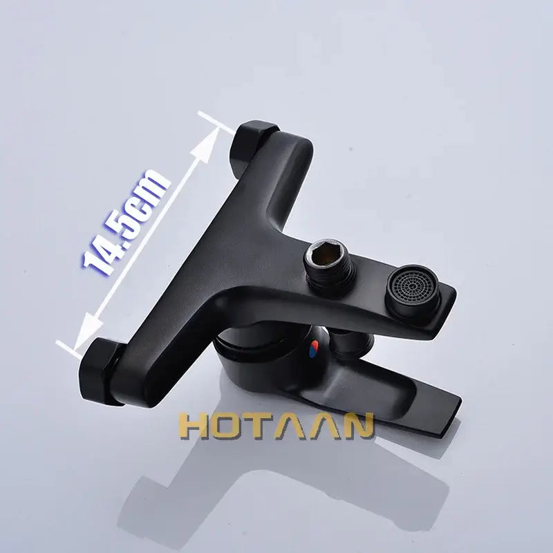 Matte black finish shower faucet with handheld mixer featuring a modern angular design and dual-handle control decorbites black finish