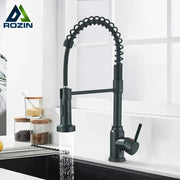 Matte black flexible kitchen faucet with pull down sprayer nozzle and coiled gooseneck spout by decorbites black flexible