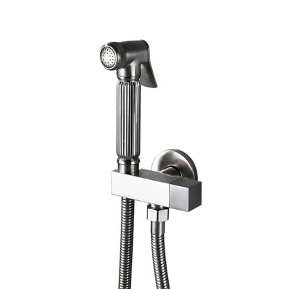Modern brushed stainless steel bidet faucet with ribbed handle and flexible hose for decorbites black bidet use