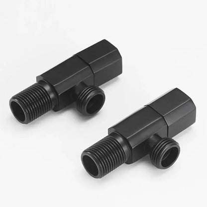 Matte black hexagonal filling valve faucet with black matte-finished metal t-shaped threaded filling valve for kitchen and bathroom