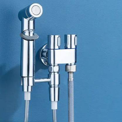 Chrome finished dual-function hygienic bidet sprayer with coiled hose by decorbites for modern bathroom use