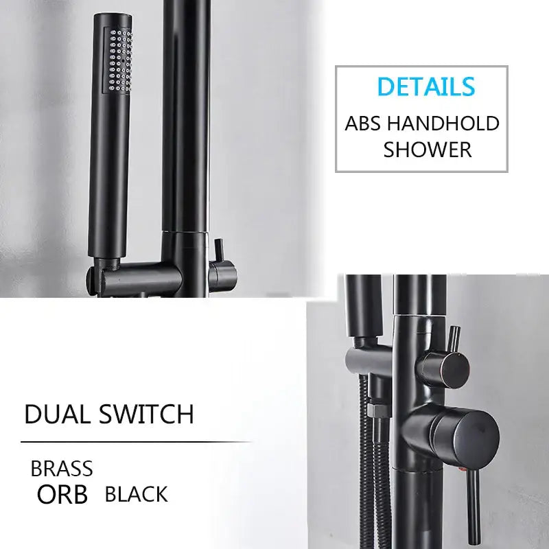 Matte black led rainfall outdoor shower set with handheld spray and dual switch control black abs handheld shower