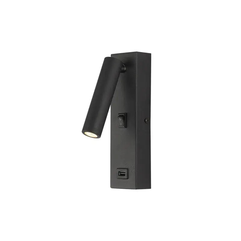Matte black led wall light switch with usb port featuring a black matte finish and adjustable gooseneck head for decorbites led wall use