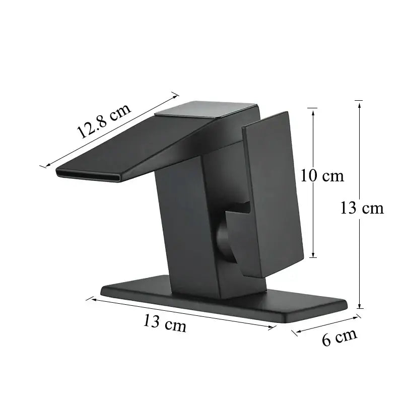 Matte black led waterfall basin faucet with sleek geometric design and integrated spout for modern bathroom decorbites led waterfall