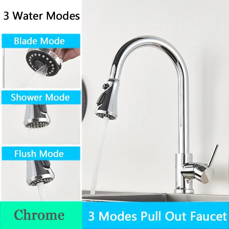 Matte black decorbites black sus304 kitchen faucet with high arc spout and chrome pull-out spray with three modes