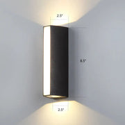 Matte black rectangle outdoor wall light with dual directional led lighting for exterior use