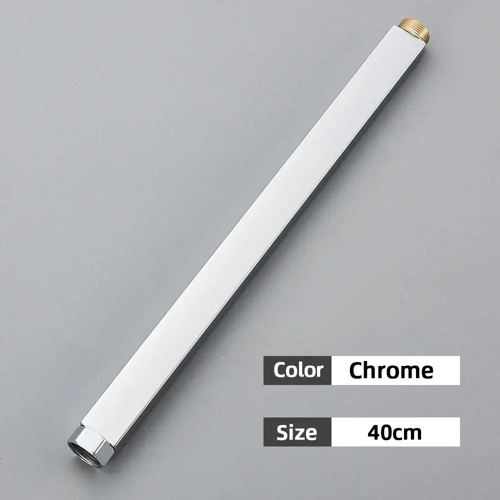 Matte black shower faucet extension tube with chrome finish 40cm brass threaded ends for bathroom faucet extension