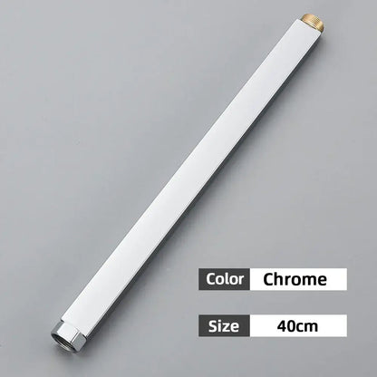 Matte black shower faucet extension tube with chrome finish 40cm brass threaded ends for bathroom faucet extension
