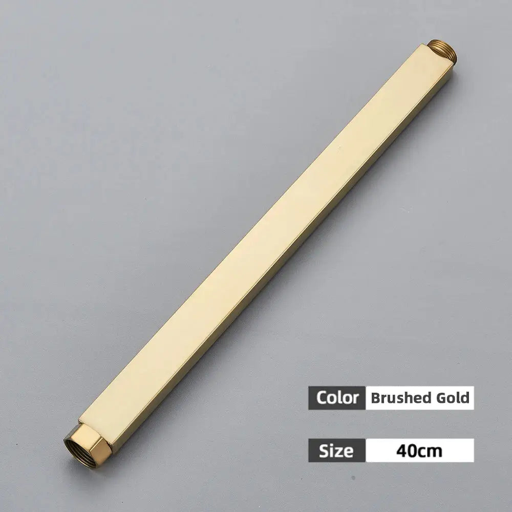Brushed gold hexagonal metal shower faucet extension tube 40cm brass fitting for matte black bathroom faucet