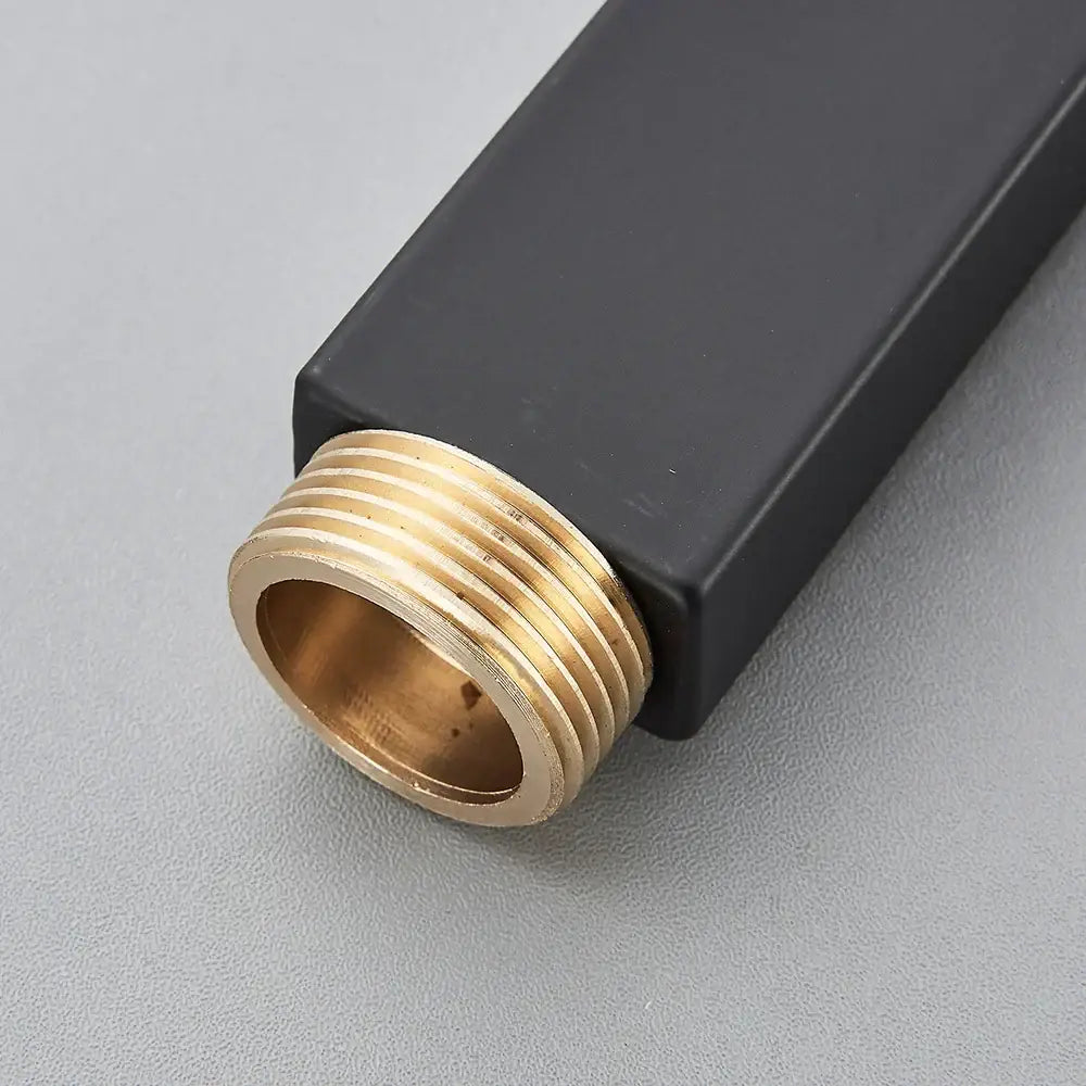 Matte black shower faucet extension tube with brass threaded connector for bathroom faucet extension use