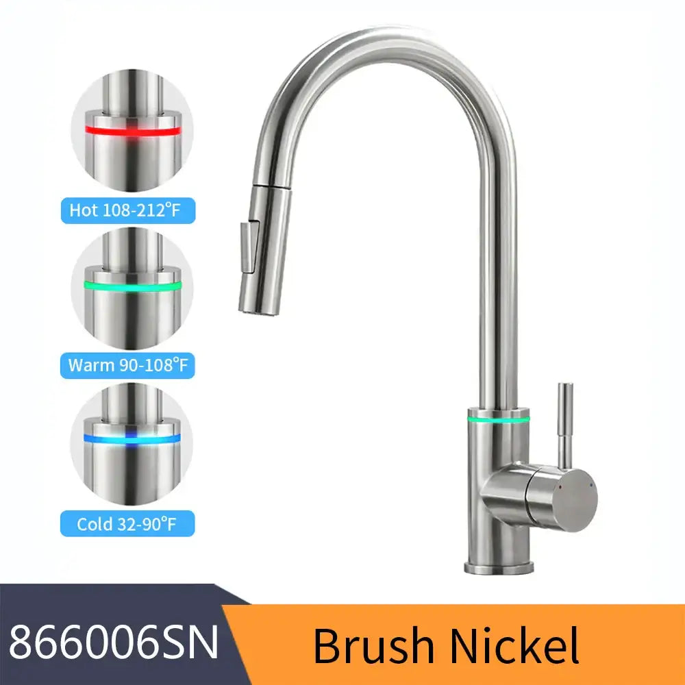 Matte black decorbites black single handle pull down kitchen faucet with brush nickel curved spout and spray head